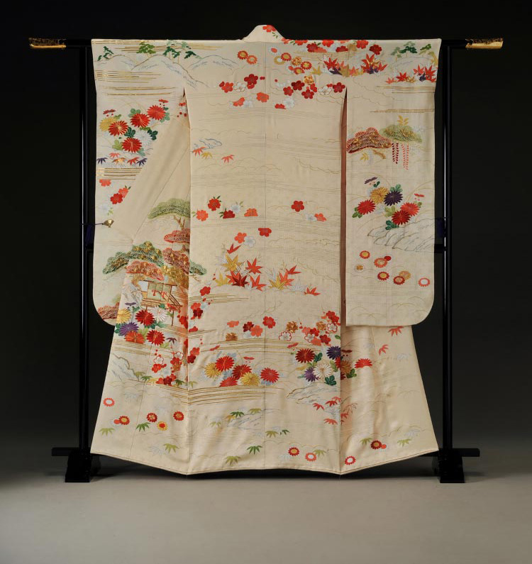 Furisode with Palace Garden Design